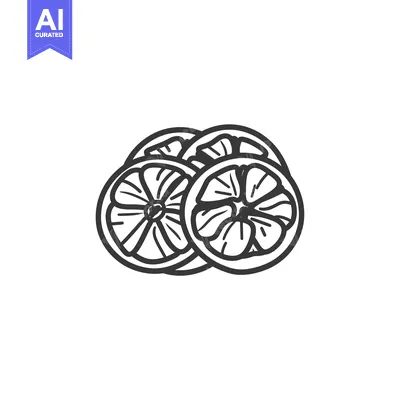 Aset desain premium: Hand-Drawn Sketch of Stacked Lemon Slices