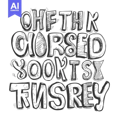 Aset desain premium: Hand-drawn sketch of the phrase "Oh the cursed books try"