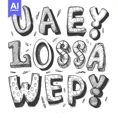 Hand-drawn sketch of the word "UAE" with a playful and whimsical style