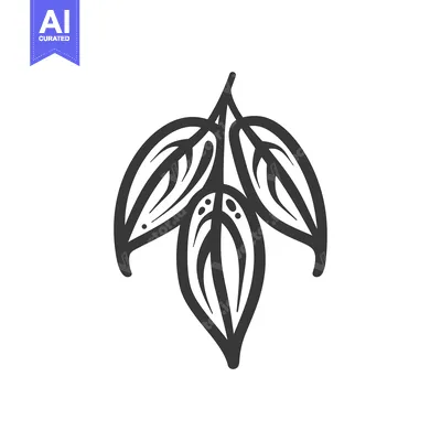 Aset desain premium: Hand-Drawn Sketch of Three Black Leaves with White Background