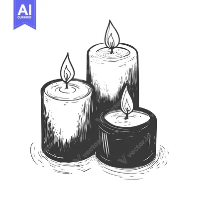 Premium design asset: Hand-drawn Sketch of Three Lit Candles