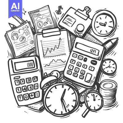 Premium design asset: Hand-drawn Sketch of Time Management and Business Elements