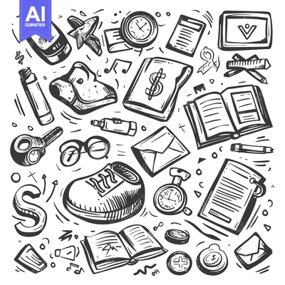 Hand-drawn Sketch of Travel and Adventure Items