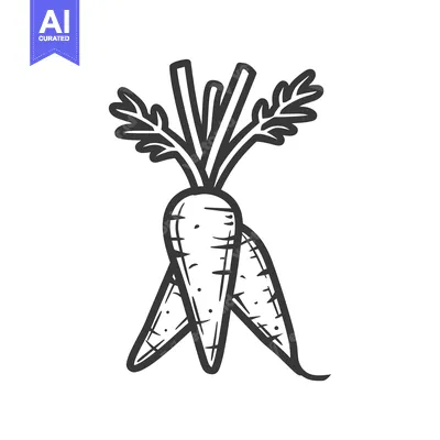 Aset desain premium: Hand-drawn sketch of two carrots with green leaves