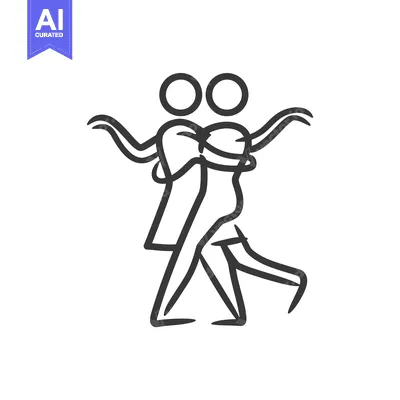 Aset desain premium: Hand Drawn Sketch of Two People Dancing