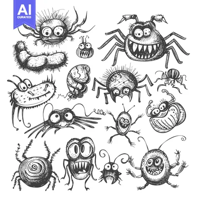 Popular premium asset: Hand-Drawn Sketch of Various Cartoon Bugs and Insects