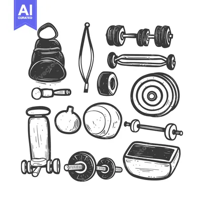 Premium design asset: Hand-drawn Sketch of Various Gym and Fitness Equipment