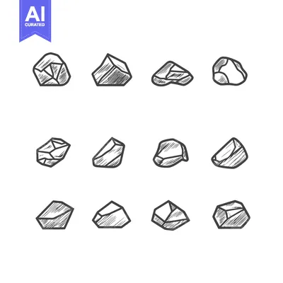 Aset premium populer: Hand-Drawn Sketch of Various Stones or Rocks