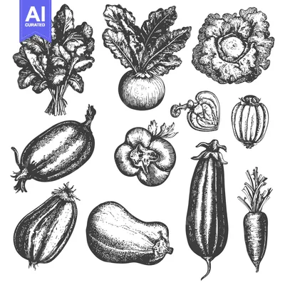 Premium design asset: Hand-drawn Sketch of Various Vegetables