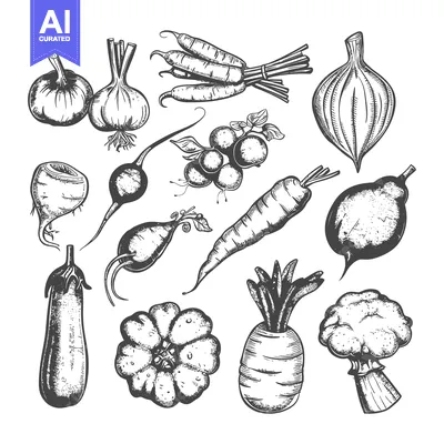 Premium design asset: Hand-Drawn Sketch of Various Vegetables and Berries