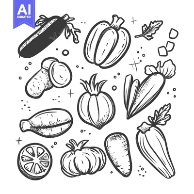 Popular premium asset: Hand-Drawn Sketch of Various Vegetables and Fruits