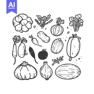 Aset premium populer: Hand-Drawn Sketch of Various Vegetables and Herbs