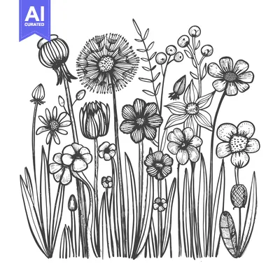 Popular premium asset: Hand-Drawn Sketch of Wildflowers and Grass