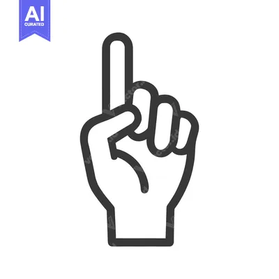 Aset premium populer: Bold Outline of Hand with Index Finger Pointing Upward on White Backgr