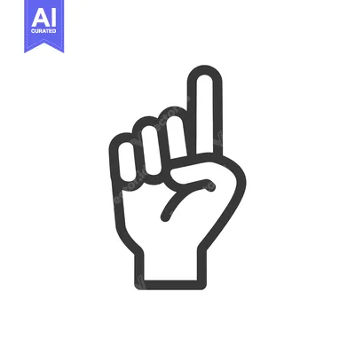 Premium design asset: Minimalist Hand Icon with Index Finger Pointing Upward on White Backgr