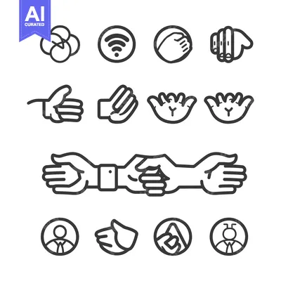 Aset premium populer: Hand Gestures and Network Connection Icons Set