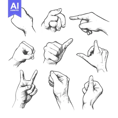 Premium design asset: Hand Gestures Illustrated in a Hand-Drawn Style