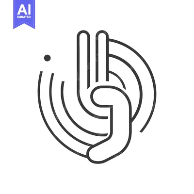 Aset desain premium: Hand Gesture with Concentric Circles and a Dot