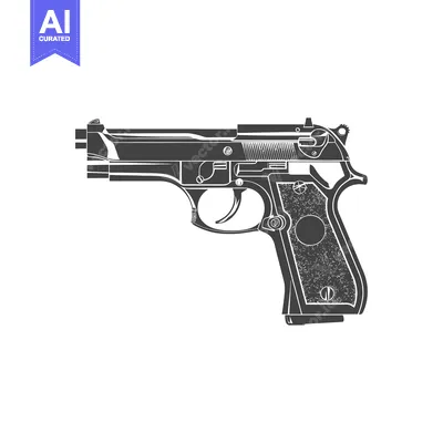 Aset desain premium: Handgun Illustration in Black and White