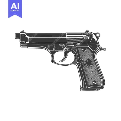 Aset desain premium: Handgun with a textured grip and safety