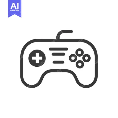 Aset desain premium: Minimalist Game Controller Icon with Plus, Lines, and Circles on White