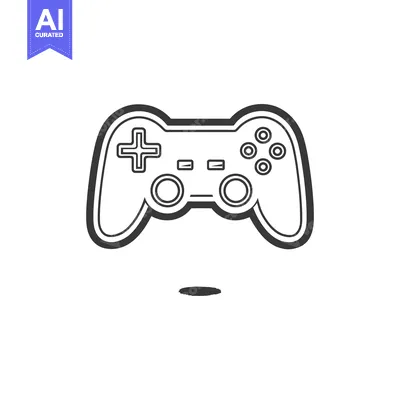 Aset desain premium: Stylized Game Controller Icon with Shadow on White Background