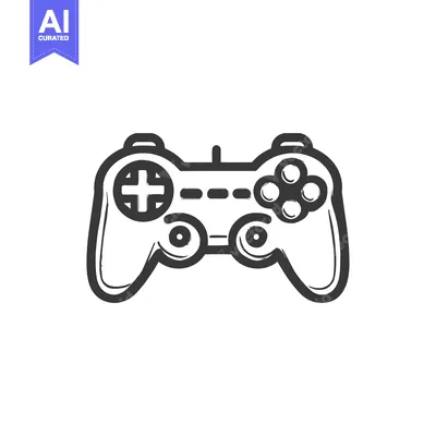 Stylized Game Controller Icon with Brushstroke Texture on White Backgr