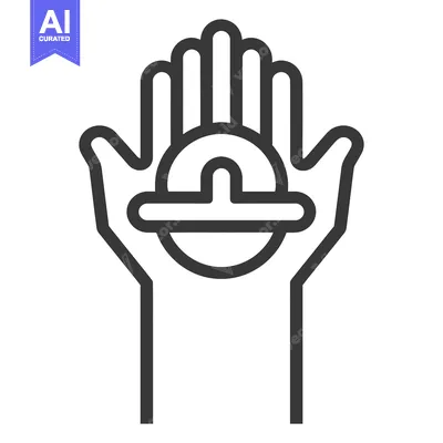 Aset premium populer: Hand Holding a Circle with a Horizontal Line Inside