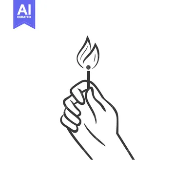 Aset desain premium: Hand Holding a Lit Matchstick