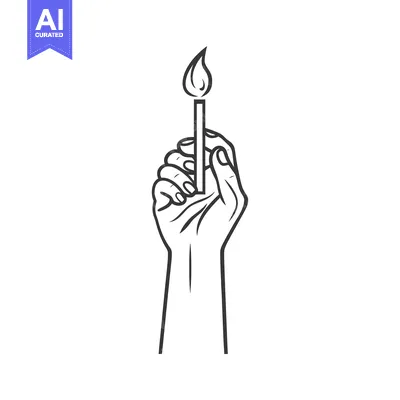 Aset desain premium: Hand Holding a Lit Matchstick