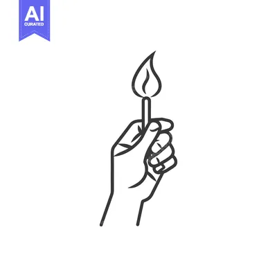 Aset desain premium: Hand Holding a Lit Matchstick