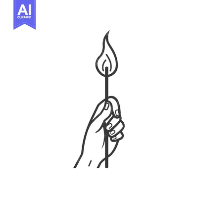 Aset desain premium: Hand Holding a Lit Matchstick with a Flame