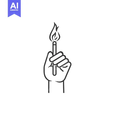 Aset premium populer: Hand Holding a Lit Matchstick with Flame