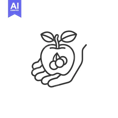 Popular premium asset: Hand Holding an Apple with a Stem and Leaves with Berries Inside
