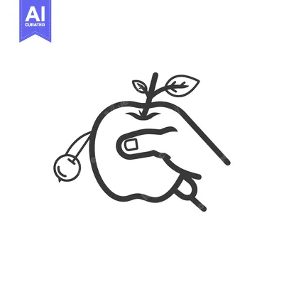 Premium design asset: Hand Holding Apple With Stem and Leaf