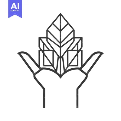 Aset premium populer: Hand Holding Geometric Green Building