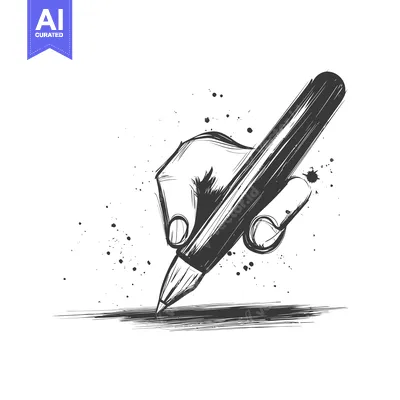 Premium design asset: Hand Holding Pen Writing on Paper With Ink Splashes