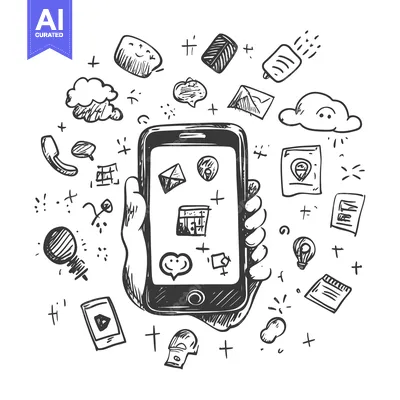 Popular premium asset: Hand Holding Smartphone Surrounded by Hand-Drawn Icons