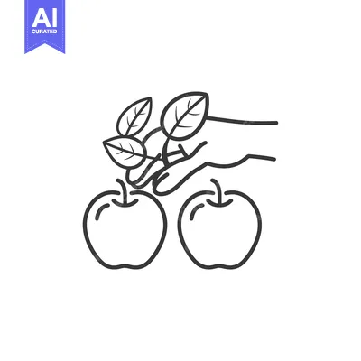 Aset desain premium: Hand Holding Two Apples with Leaves