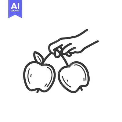 Aset desain premium: Hand Holding Two Apples with Stems