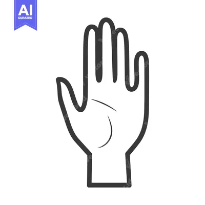 Aset desain premium: A simple monochrome illustration of a human open hand