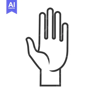 Premium design asset: A graphic outline illustration showing the open palm of a hand