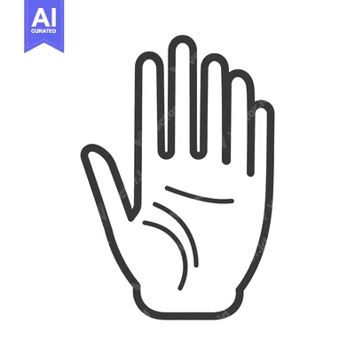 Aset desain premium: A simple outline drawing of a human open hand silhouette