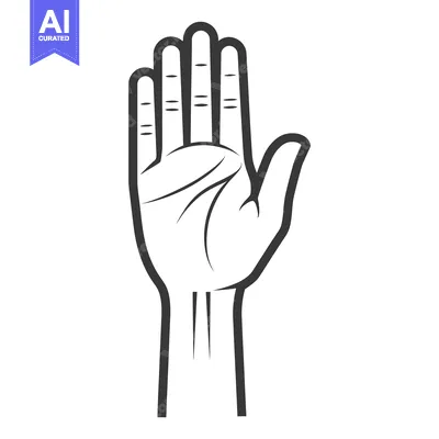 Aset desain premium: A stylized black and white line drawing of an outstretched hand