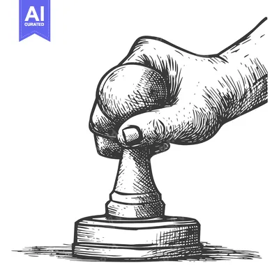 Aset premium populer: Hand Pressing Down on a Round Stamp