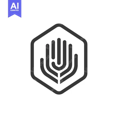 Aset desain premium: Handprint Symbol Inside Hexagon