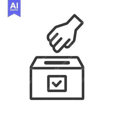 Aset desain premium: Hand Putting Ballot Into Voting Box With Checkmark