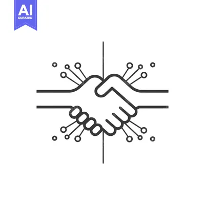 Aset premium populer: Handshake Icon with Interconnected Lines and Dots