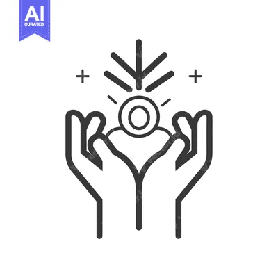 Premium design asset: Hands Holding a Glowing Circle with Radiating Lines