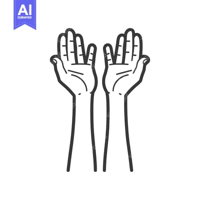 Aset desain premium: Two hands with palms up drawn in black and white